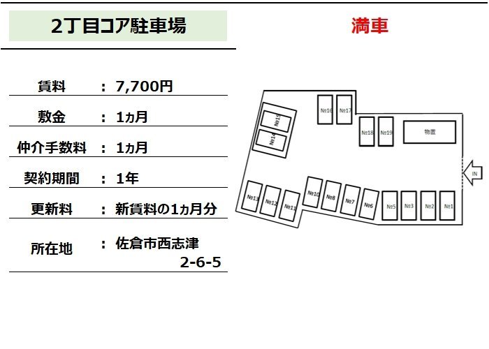 ２丁目コア駐車場【満車】